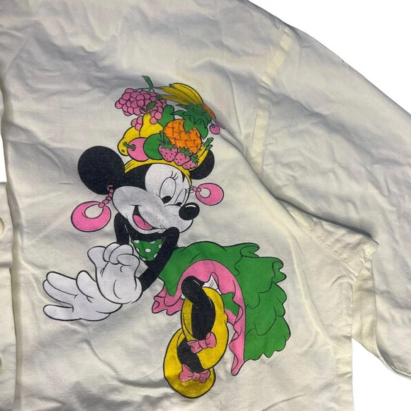 VINTAGE 80s SUPER RARE Disney Cinco De Mayo Fiesta White Button Down Women's Med - Picture 3 of 7